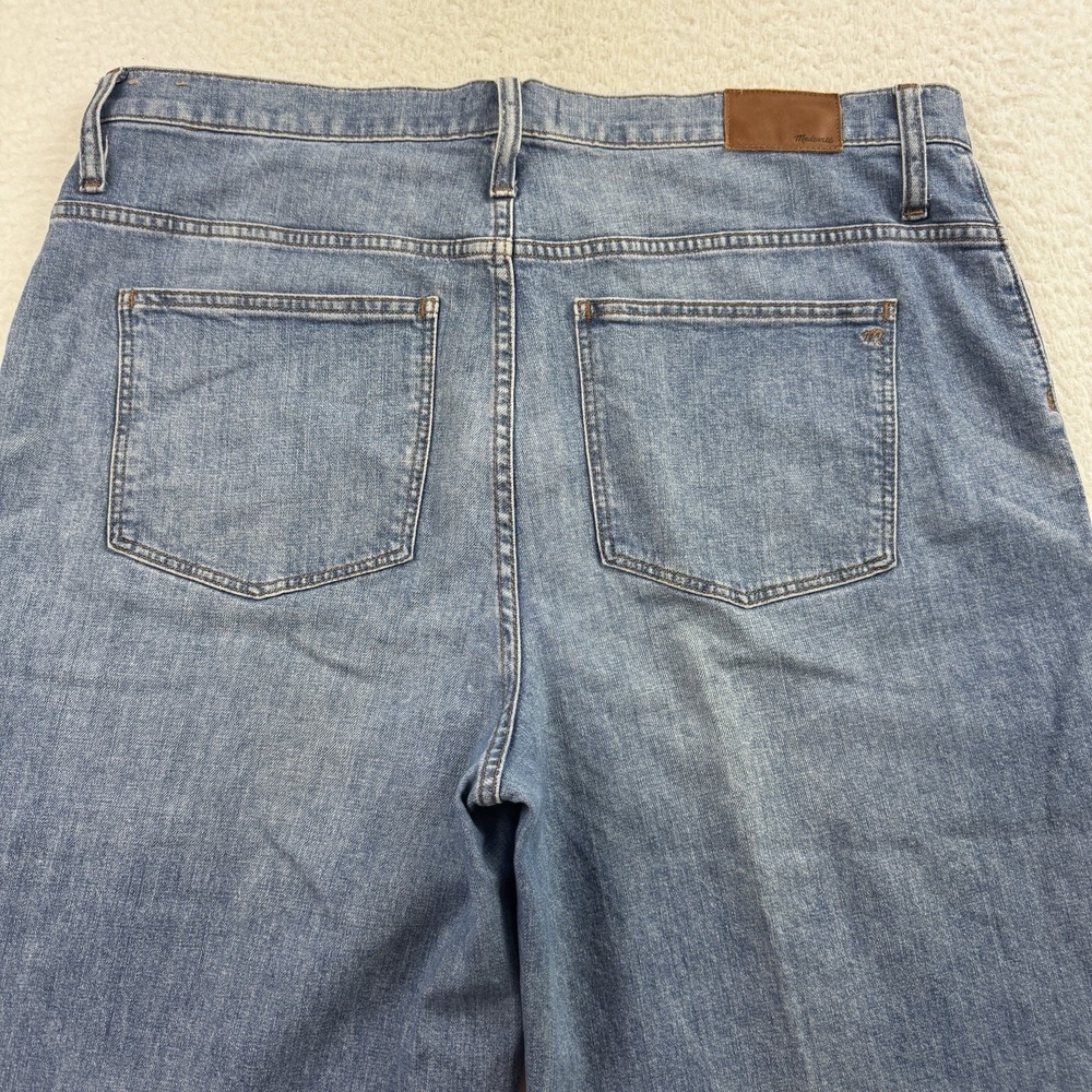 Madewell Jeans Women's 34P Blue Wide Leg Crop High Rise Whiskered Denim - Picture 10 of 11